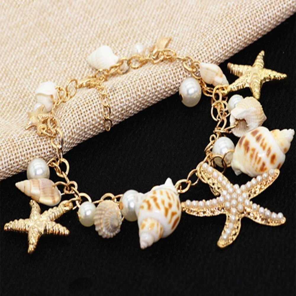Multicolor Casual Women's Starfish & Shell Decor Bracelet